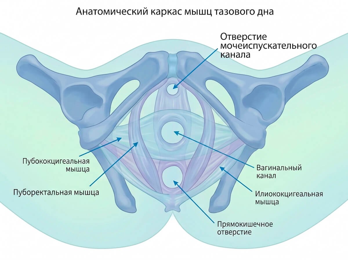 Анатомический каркас мышц тазового дна